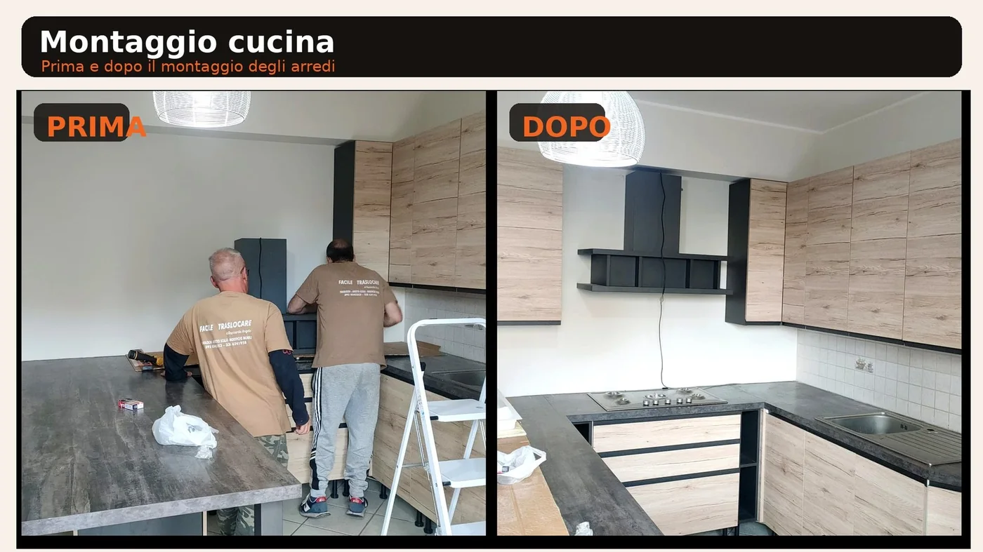 Montaggio cucina effetto legno